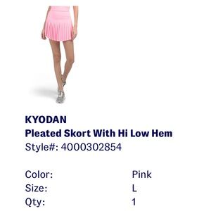 Kyodan Pink Pleated Skort